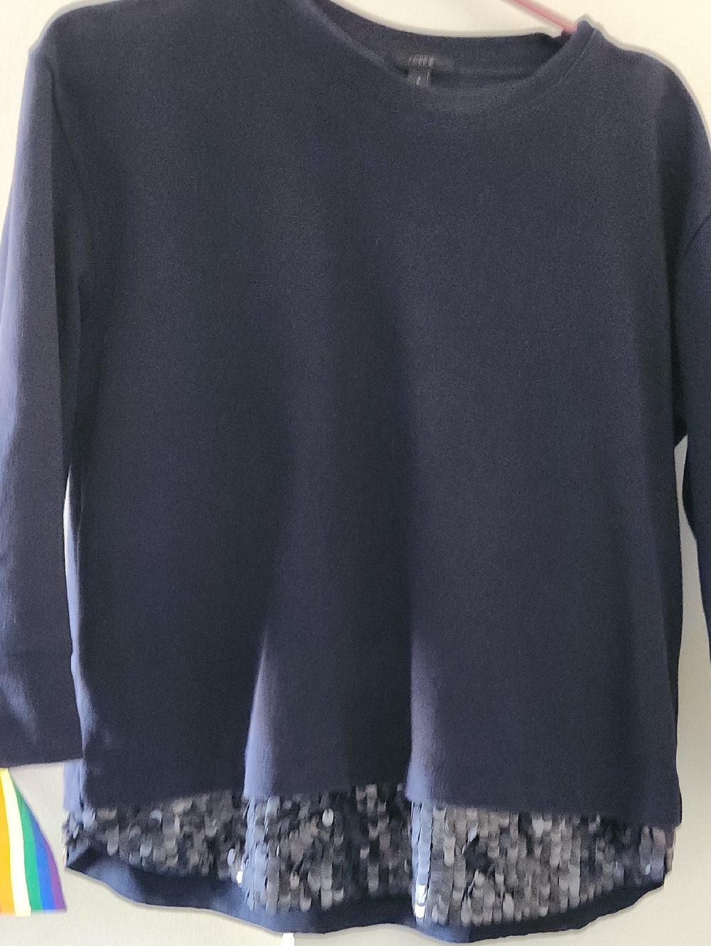 J. Crew Navy Blue Sequin Trim Sweatshirt